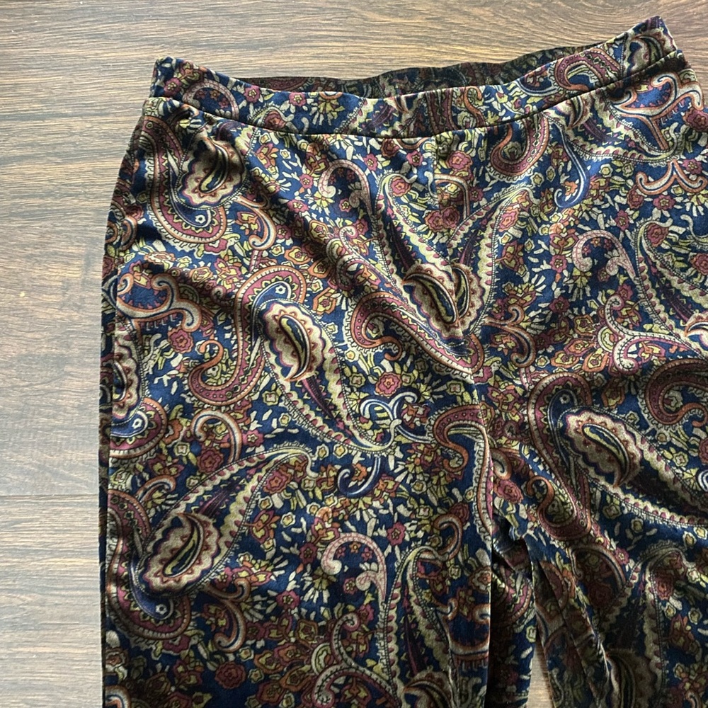 Velour Paisley Print Flare Pants - Picture 2 of 3